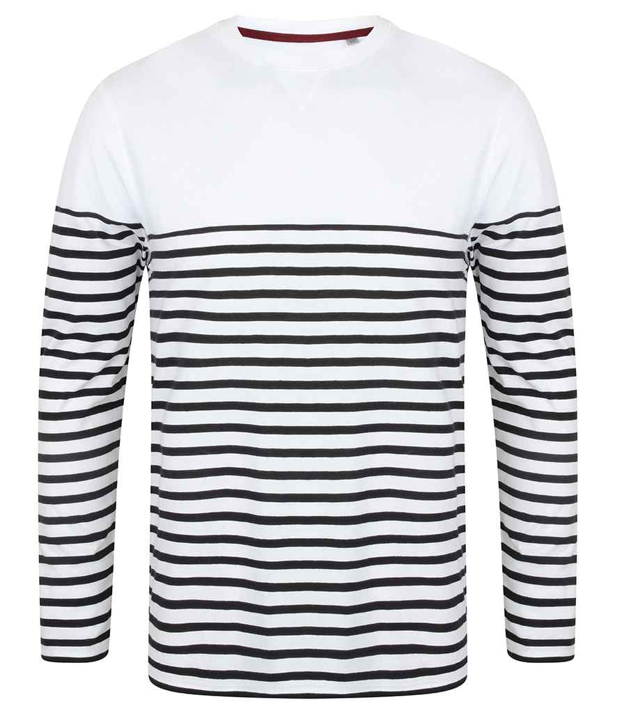 Front Row Unisex Long Sleeve Breton Striped T-Shirt in by Front Row — Custom branded clothing by Print Press, featuring premium embroidery produced in our specialist print lab in the UK.