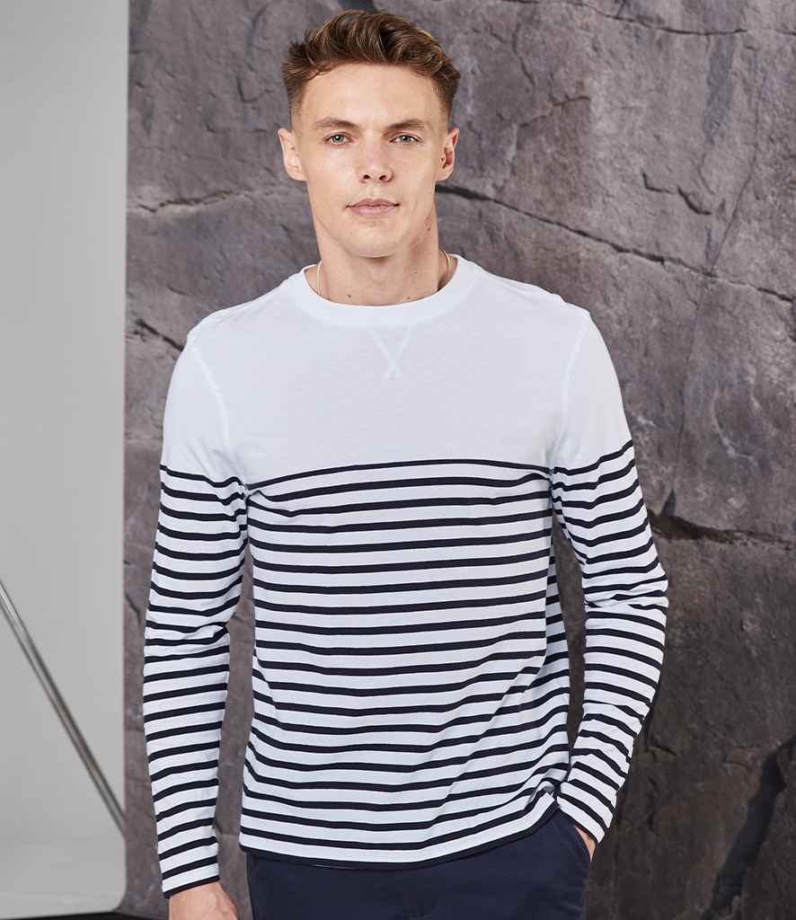 Front Row Unisex Long Sleeve Breton Striped T-Shirt in by Front Row — Custom branded clothing by Print Press, featuring premium embroidery produced in our specialist print lab in the UK.