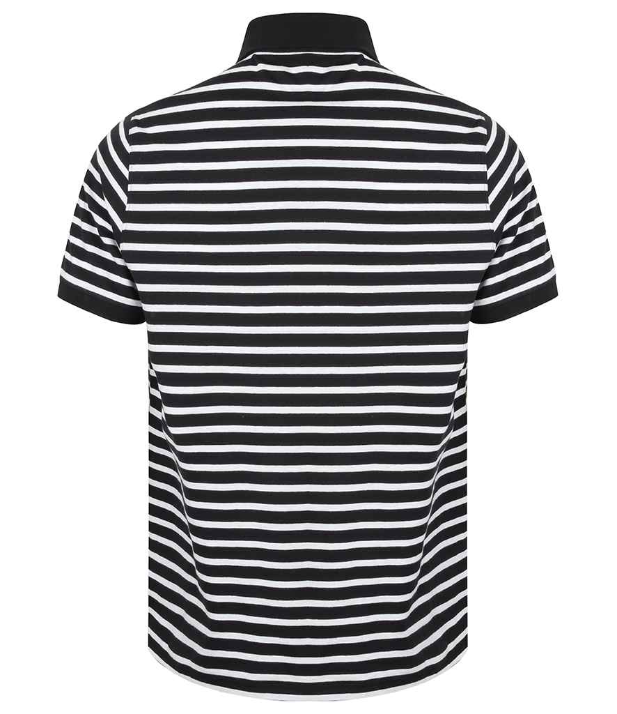 Front Row Striped Jersey Polo Shirt in by Front Row — Custom branded clothing by Print Press, featuring premium embroidery produced in our specialist print lab in the UK.