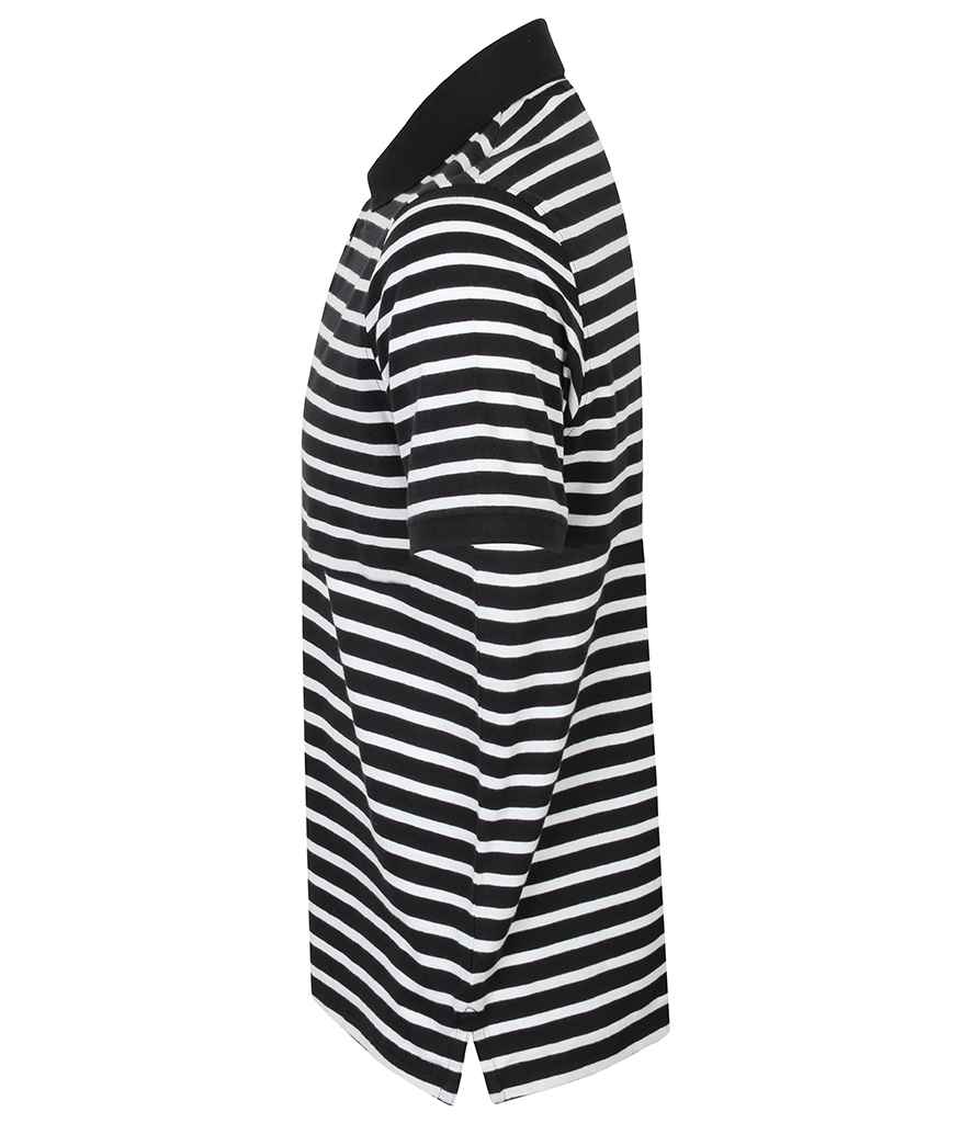 Front Row Striped Jersey Polo Shirt in by Front Row — Custom branded clothing by Print Press, featuring premium embroidery produced in our specialist print lab in the UK.