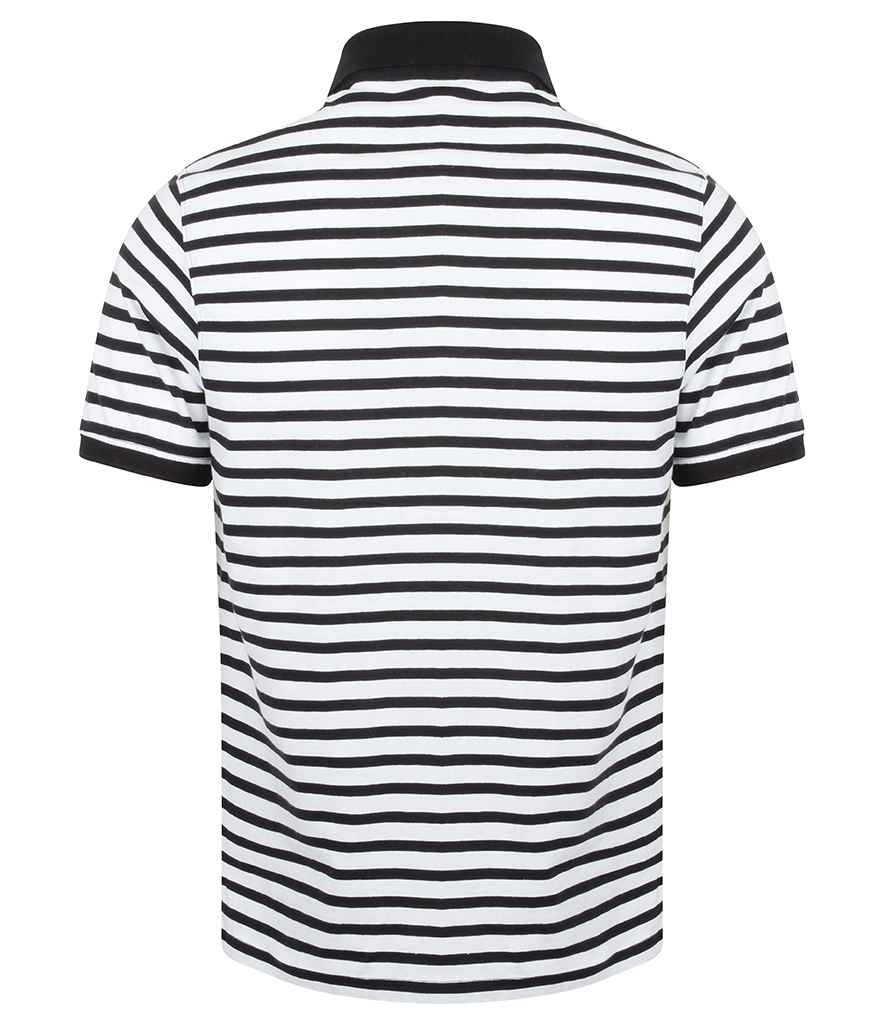 Front Row Striped Jersey Polo Shirt in by Front Row — Custom branded clothing by Print Press, featuring premium embroidery produced in our specialist print lab in the UK.