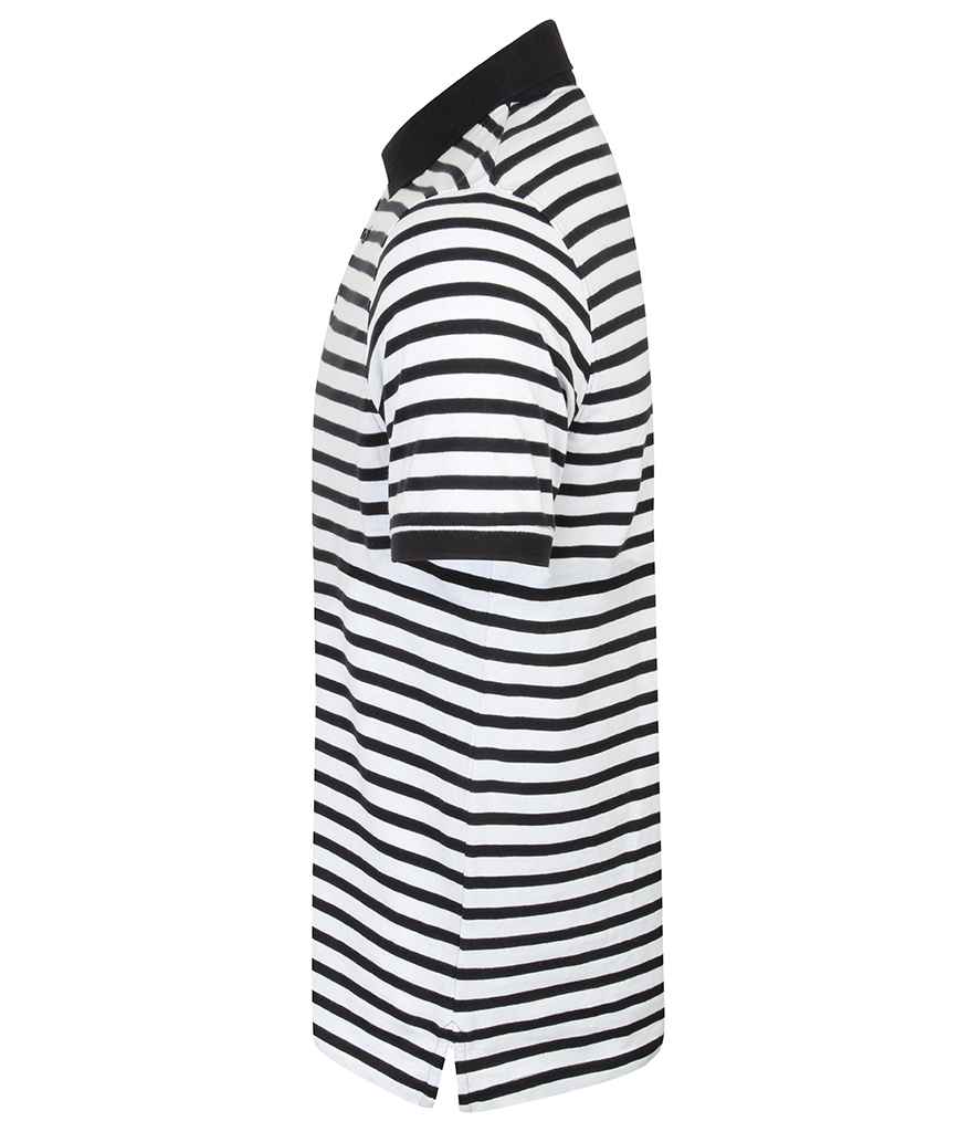 Front Row Striped Jersey Polo Shirt in by Front Row — Custom branded clothing by Print Press, featuring premium embroidery produced in our specialist print lab in the UK.