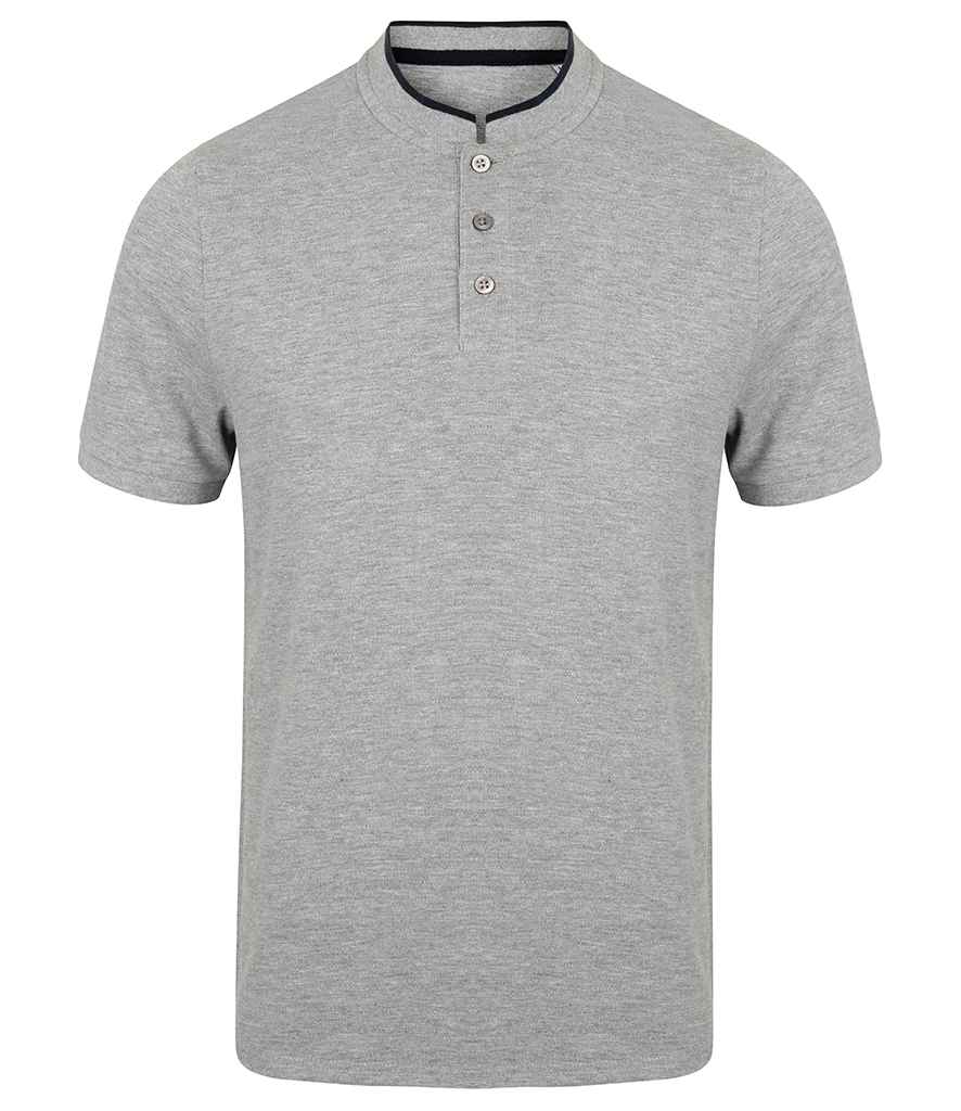 Front Row Stand Collar Stretch Polo Shirt in by Front Row — Custom branded clothing by Print Press, featuring premium embroidery produced in our specialist print lab in the UK.