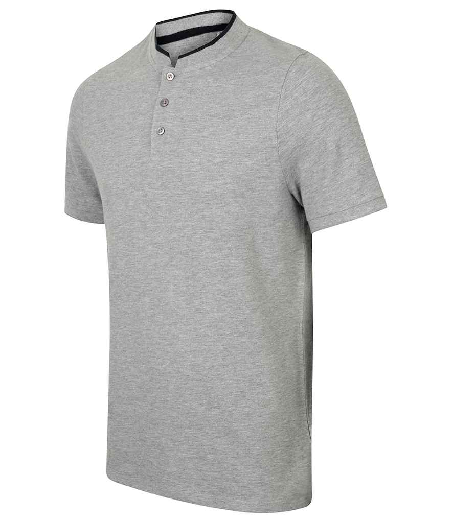 Front Row Stand Collar Stretch Polo Shirt in by Front Row — Custom branded clothing by Print Press, featuring premium embroidery produced in our specialist print lab in the UK.