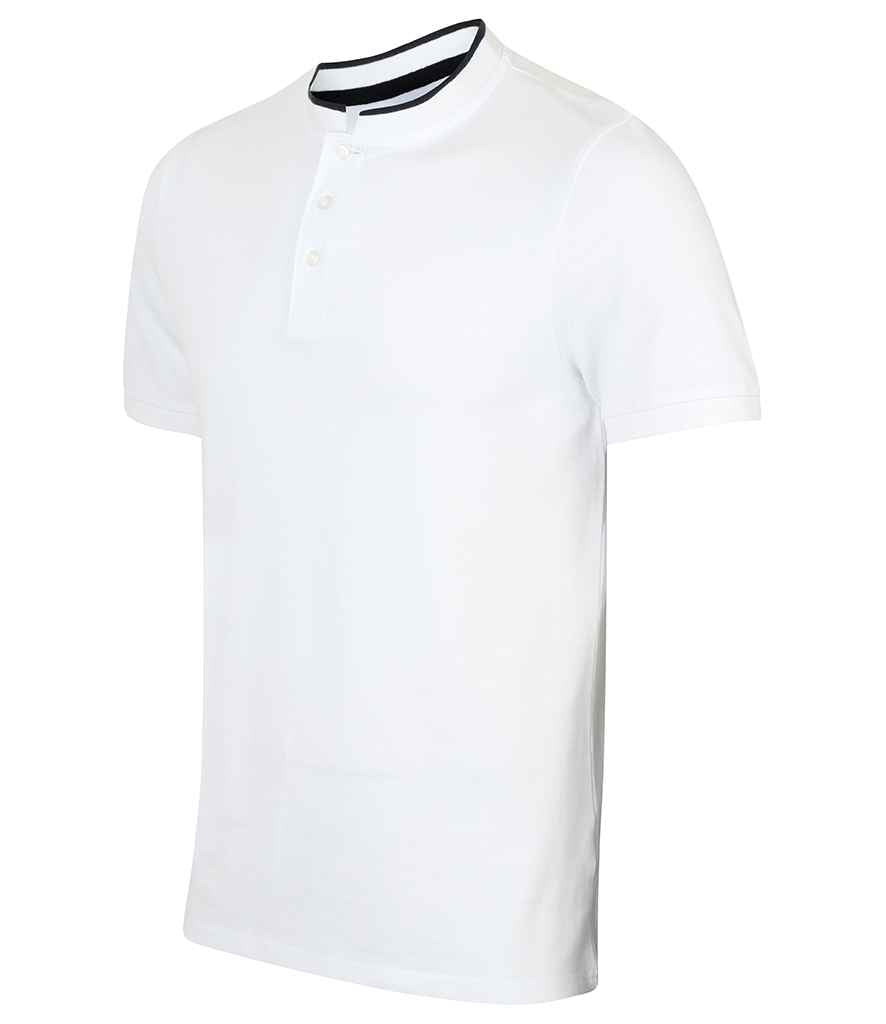 Front Row Stand Collar Stretch Polo Shirt in by Front Row — Custom branded clothing by Print Press, featuring premium embroidery produced in our specialist print lab in the UK.