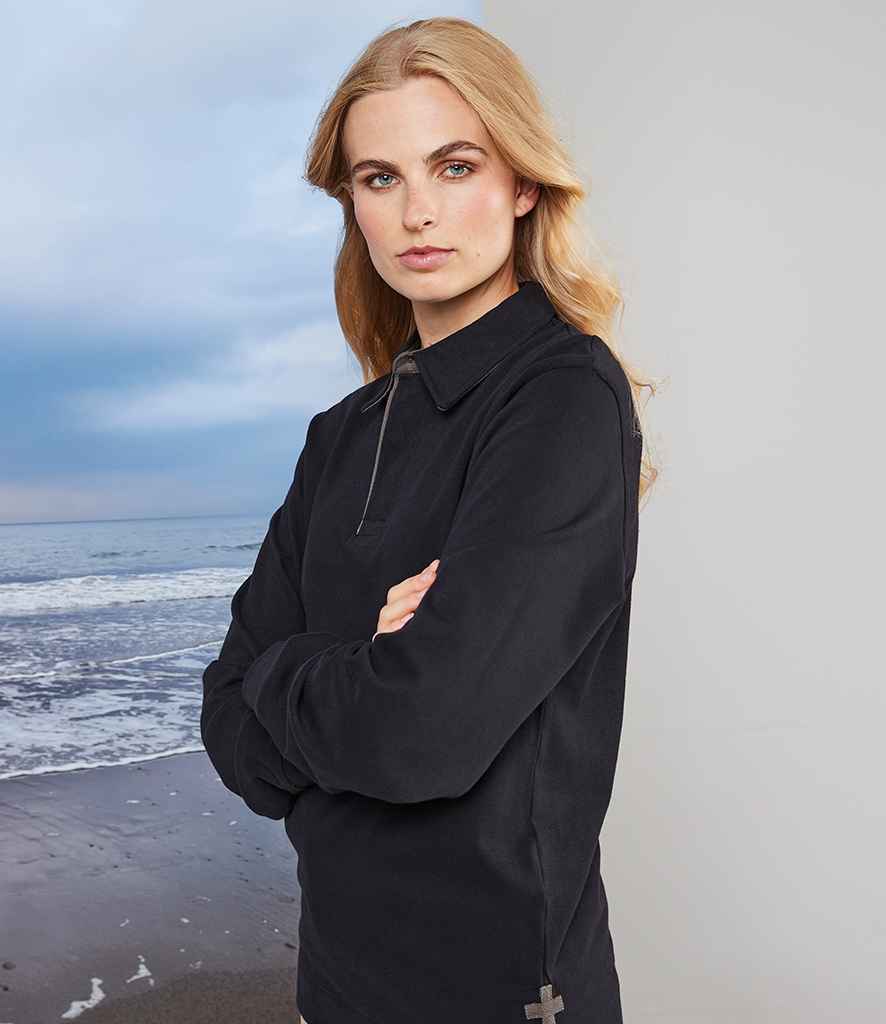 Front Row Collection Super Soft Rugby Shirt in Black by Front Row — Custom branded clothing by Print Press, featuring premium embroidery produced in our specialist print lab in the UK.