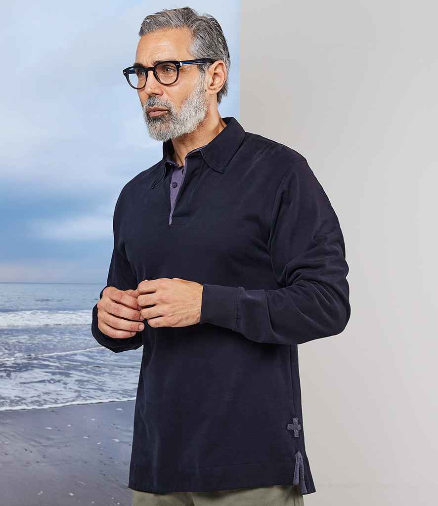 Front Row Collection Super Soft Rugby Shirt in Navy by Front Row — Custom branded clothing by Print Press, featuring premium embroidery produced in our specialist print lab in the UK.