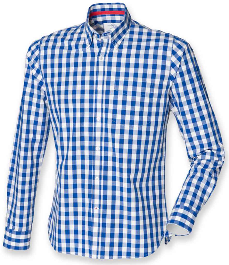 Front Row Long Sleeve Checked Cotton Shirt in by Front Row — Custom branded clothing by Print Press, featuring premium embroidery produced in our specialist print lab in the UK.