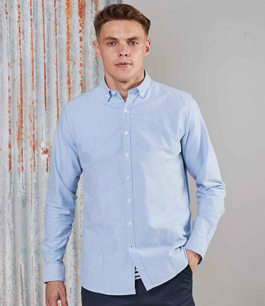 Front Row Unisex Supersoft Casual Shirt in Light Blue by Front Row — Custom branded clothing by Print Press, featuring premium embroidery produced in our specialist print lab in the UK.