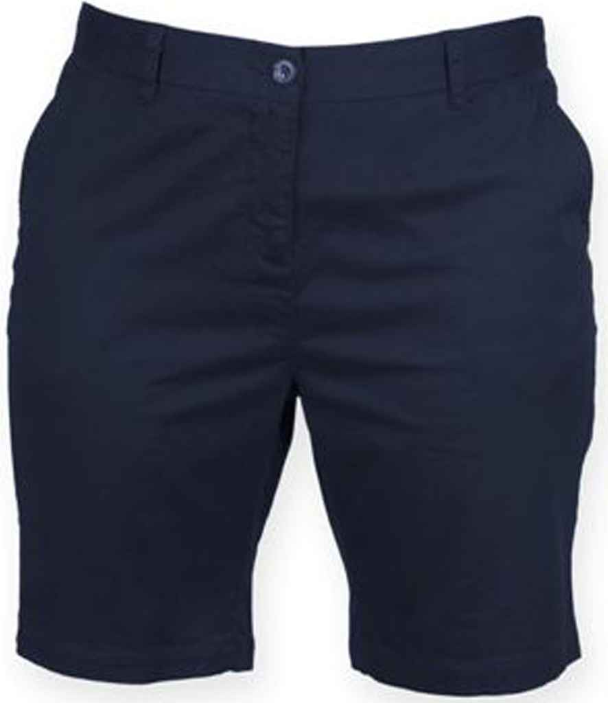 Front Row Ladies Stretch Chino Shorts in by Front Row — Custom branded clothing by Print Press, featuring premium embroidery produced in our specialist print lab in the UK.