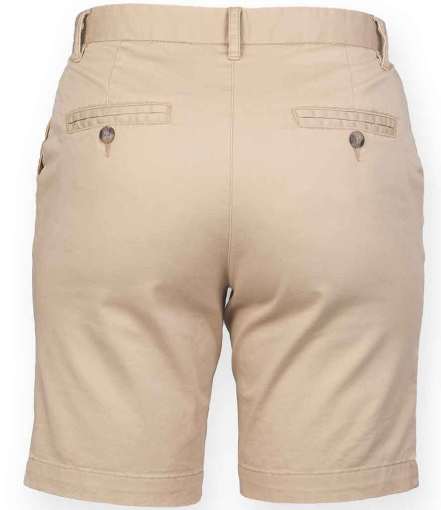 Front Row Ladies Stretch Chino Shorts in by Front Row — Custom branded clothing by Print Press, featuring premium embroidery produced in our specialist print lab in the UK.