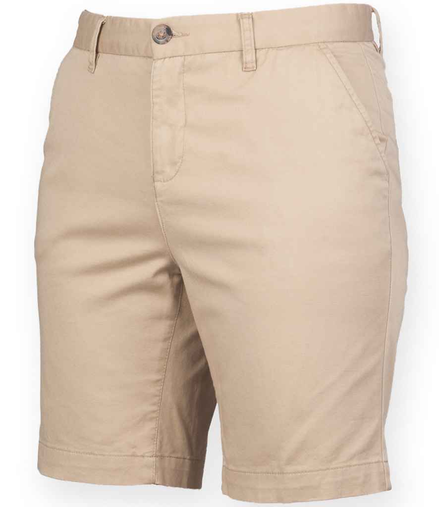 Front Row Ladies Stretch Chino Shorts in by Front Row — Custom branded clothing by Print Press, featuring premium embroidery produced in our specialist print lab in the UK.