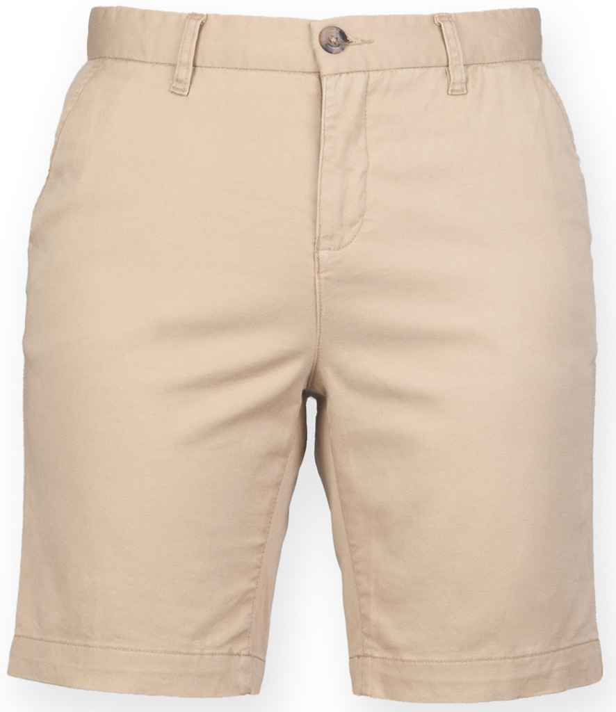 Front Row Ladies Stretch Chino Shorts in by Front Row — Custom branded clothing by Print Press, featuring premium embroidery produced in our specialist print lab in the UK.