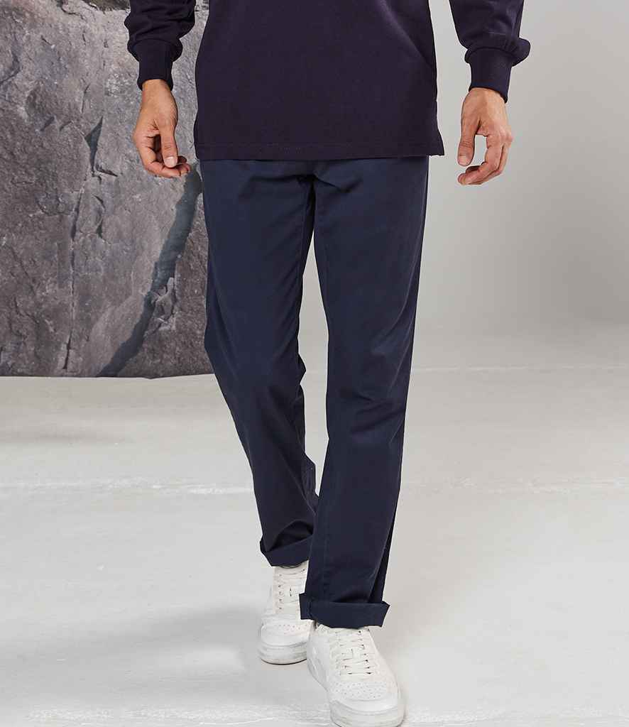 Front Row Stretch Chino Trousers in by Front Row — Custom branded clothing by Print Press, featuring premium embroidery produced in our specialist print lab in the UK.