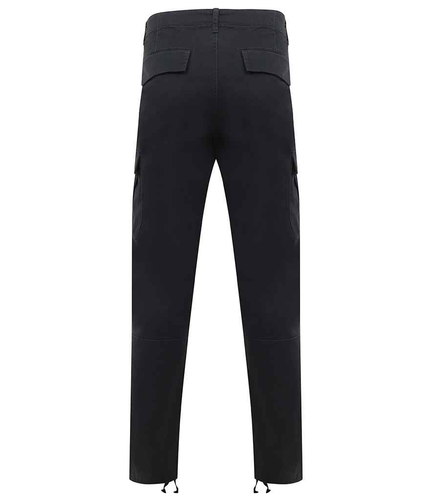 Front Row Stretch Cargo Trousers in by Front Row — Custom branded clothing by Print Press, featuring premium embroidery produced in our specialist print lab in the UK.