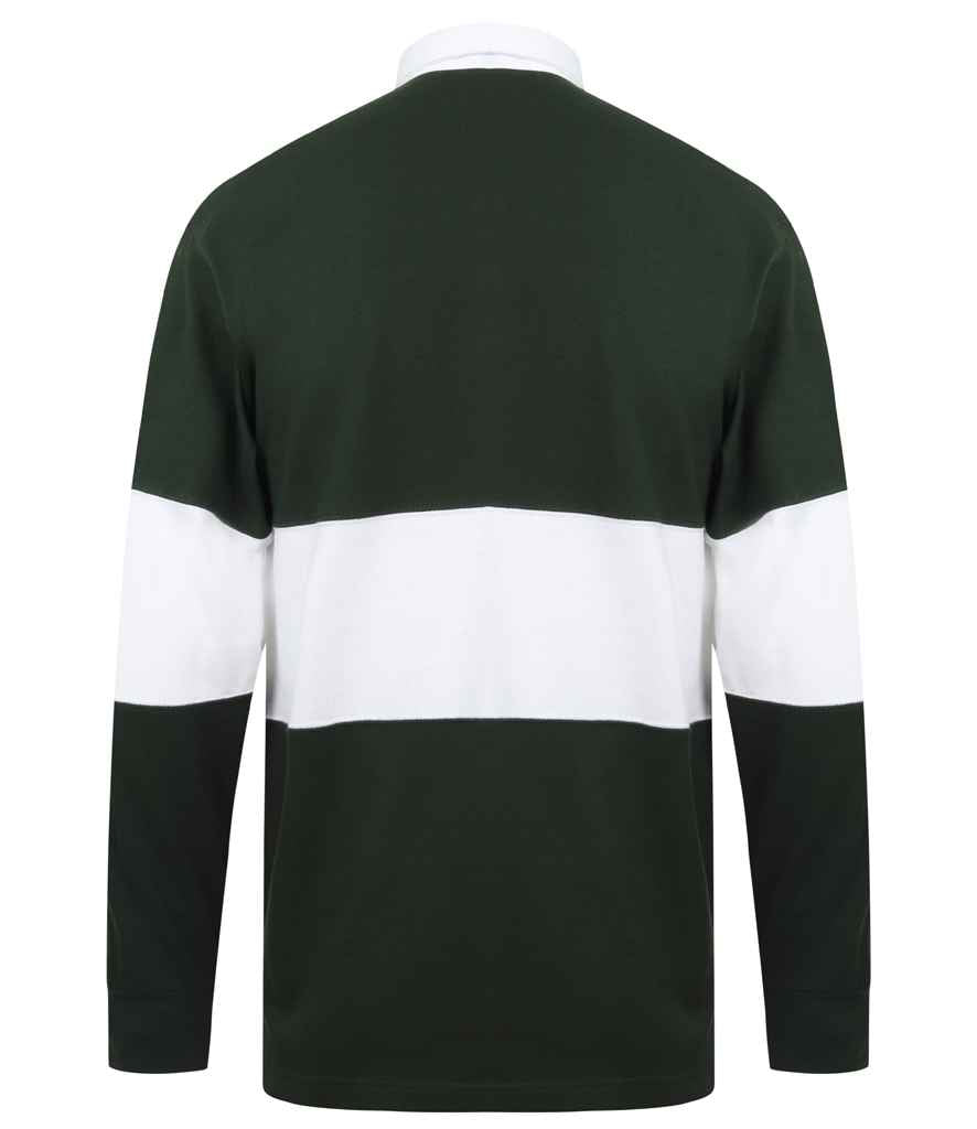 Front Row Panelled Rugby Shirt in by Front Row — Custom branded clothing by Print Press, featuring premium embroidery produced in our specialist print lab in the UK.