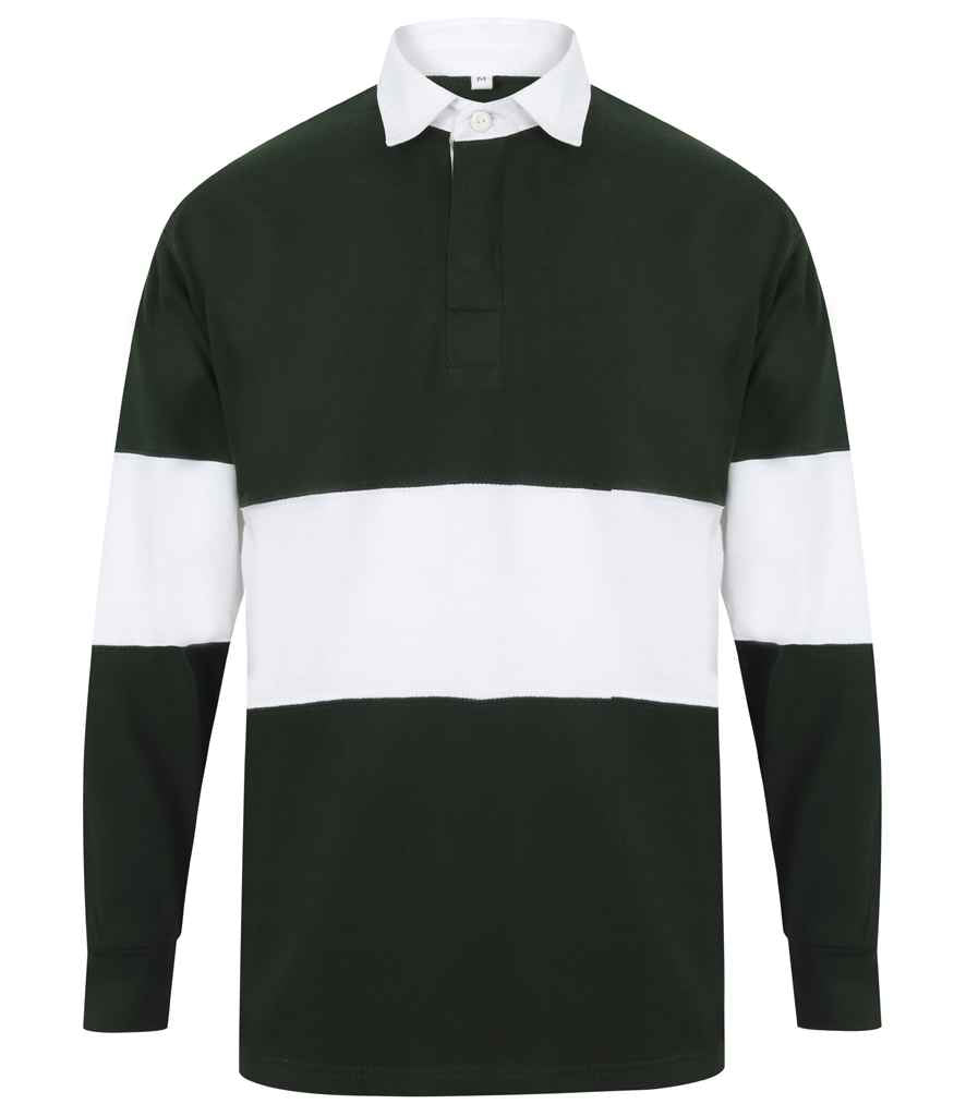Front Row Panelled Rugby Shirt in by Front Row — Custom branded clothing by Print Press, featuring premium embroidery produced in our specialist print lab in the UK.