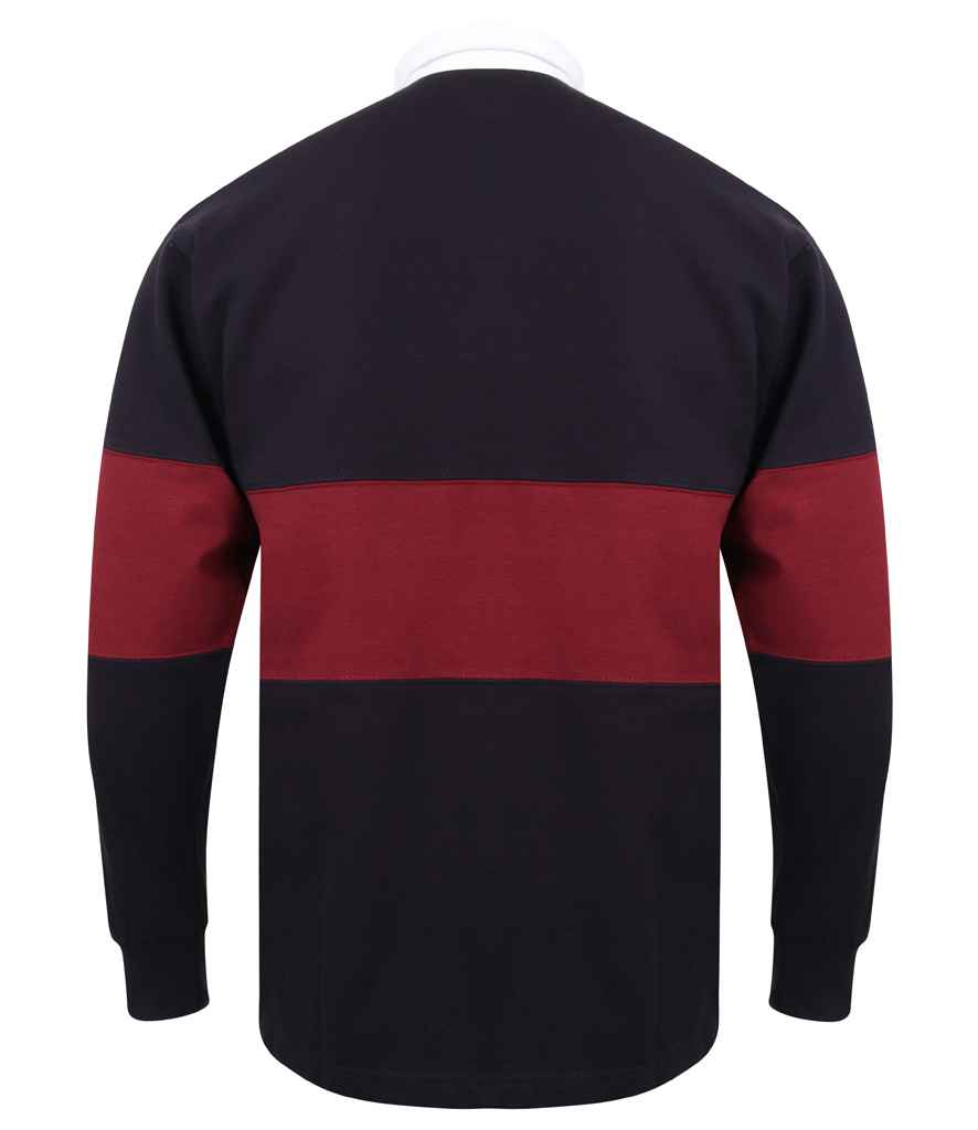 Front Row Panelled Rugby Shirt in by Front Row — Custom branded clothing by Print Press, featuring premium embroidery produced in our specialist print lab in the UK.
