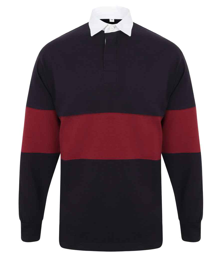 Front Row Panelled Rugby Shirt in by Front Row — Custom branded clothing by Print Press, featuring premium embroidery produced in our specialist print lab in the UK.