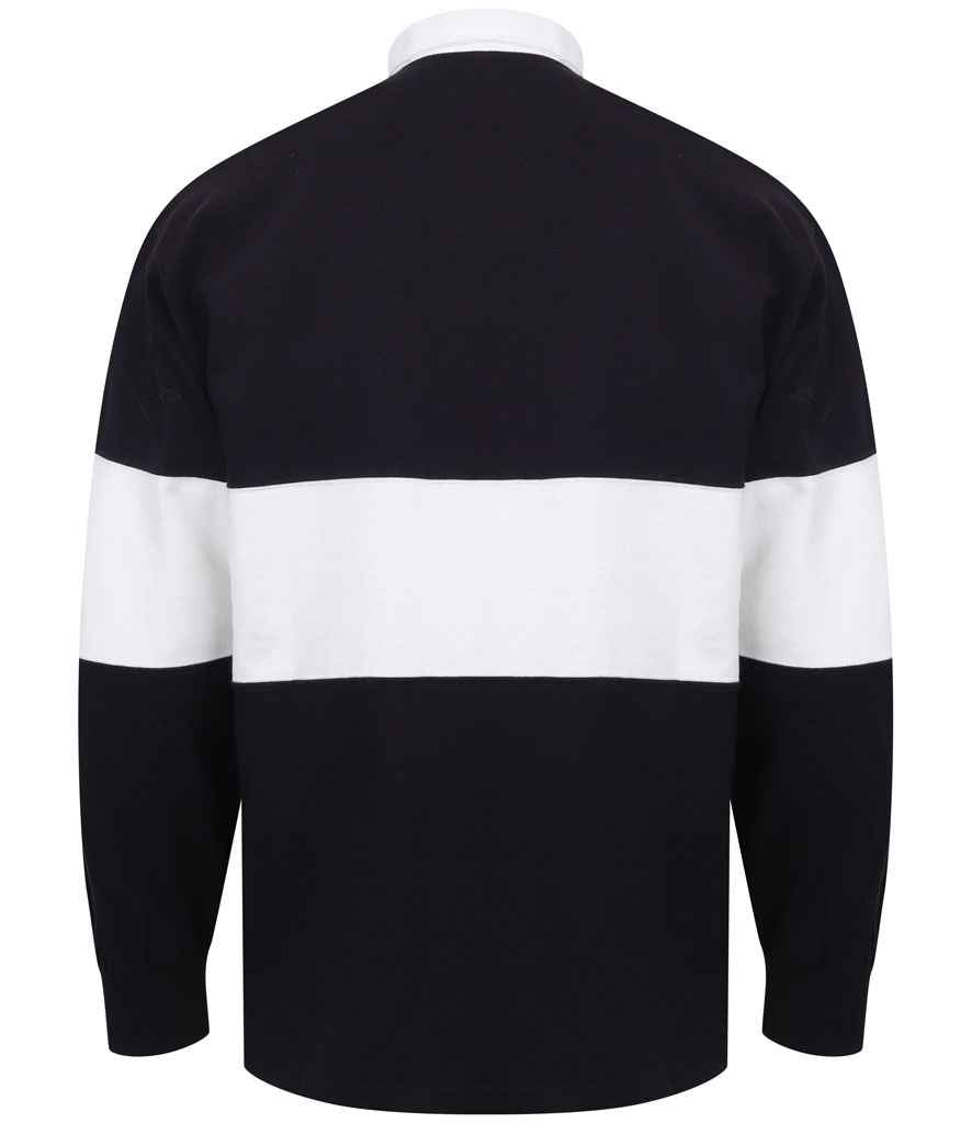 Front Row Panelled Rugby Shirt in by Front Row — Custom branded clothing by Print Press, featuring premium embroidery produced in our specialist print lab in the UK.
