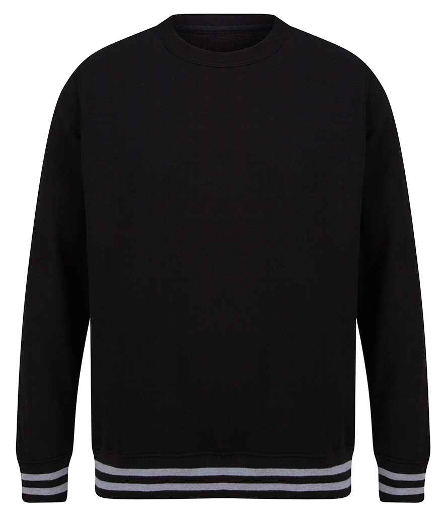 Front Row Unisex Striped Cuff Sweatshirt in Black Heather Grey by Front Row — Custom branded clothing by Print Press, featuring premium embroidery produced in our specialist print lab in the UK.