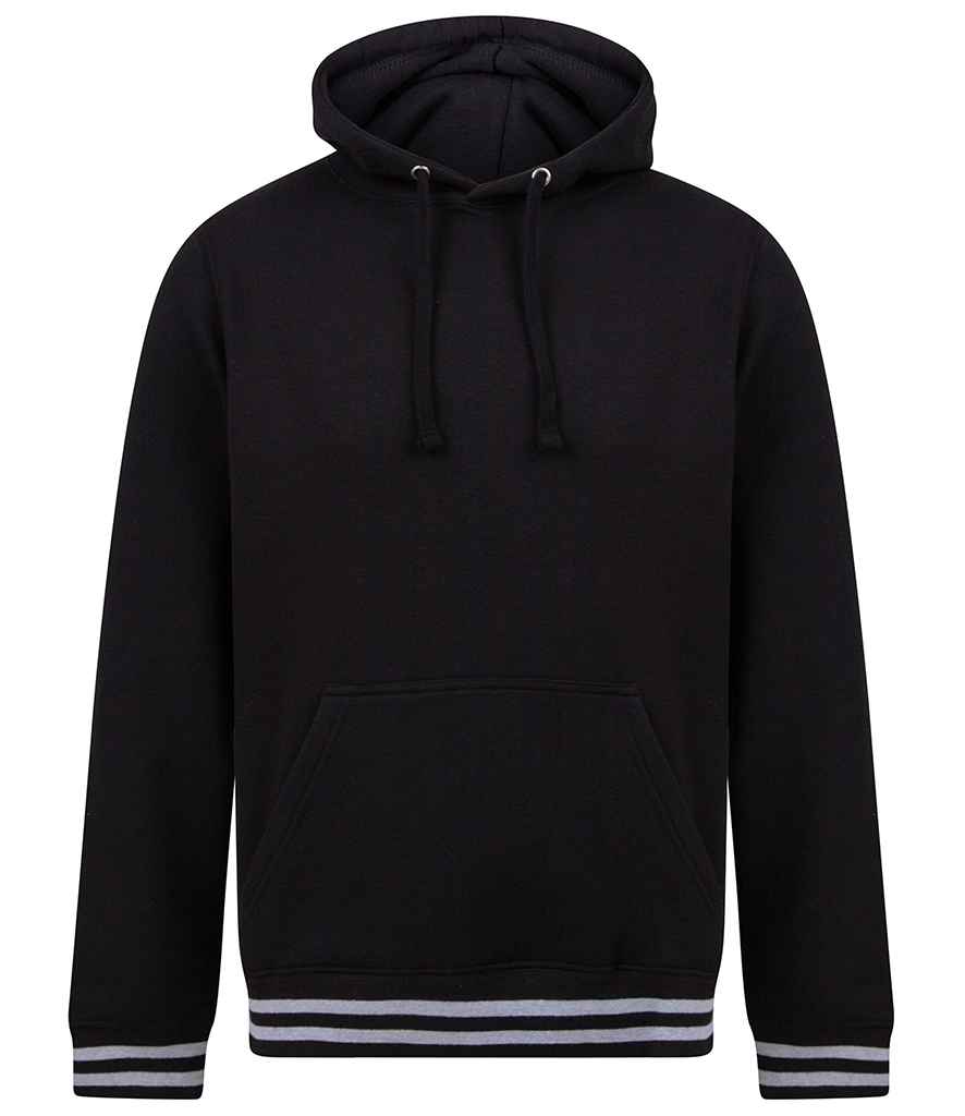Front Row Unisex Striped Cuff Hoodie in Black Heather Grey by Front Row — Custom branded clothing by Print Press, featuring premium embroidery produced in our specialist print lab in the UK.
