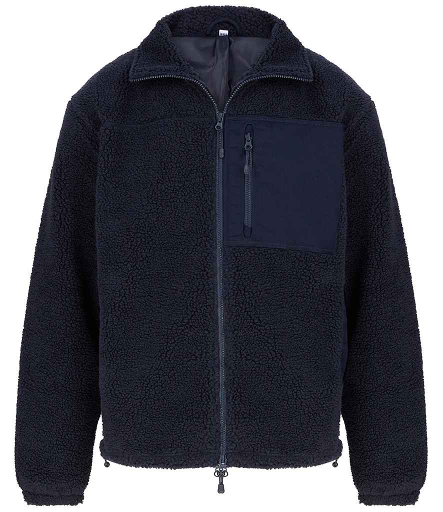 Front Row Recycled Sherpa Fleece Jacket in by Front Row — Custom branded clothing by Print Press, featuring premium embroidery produced in our specialist print lab in the UK.