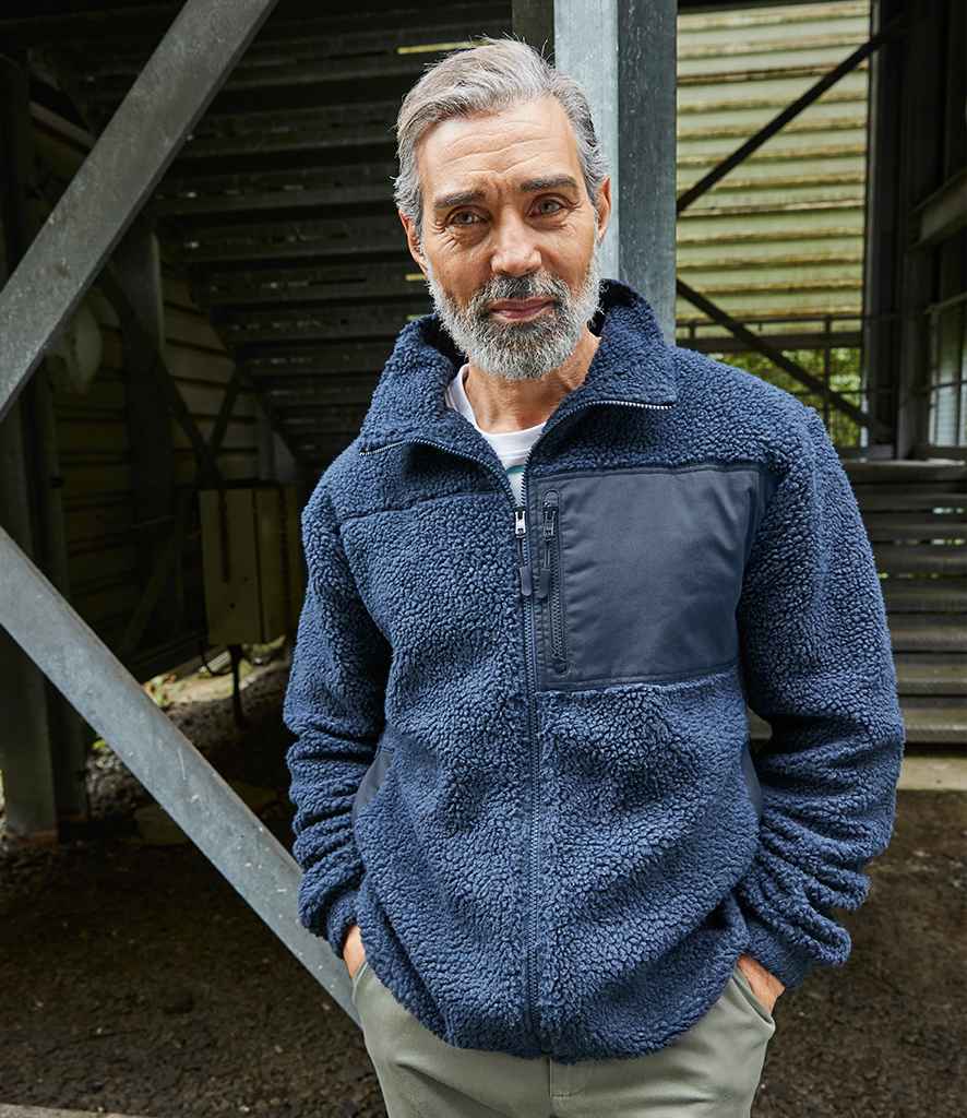 Front Row Recycled Sherpa Fleece Jacket in Navy by Front Row — Custom branded clothing by Print Press, featuring premium embroidery produced in our specialist print lab in the UK.