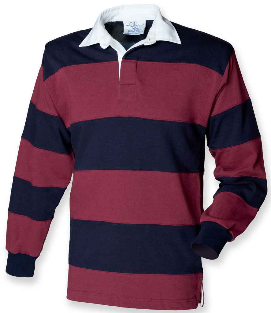 Front Row Sewn Stripe Rugby Shirt in by Front Row — Custom branded clothing by Print Press, featuring premium embroidery produced in our specialist print lab in the UK.