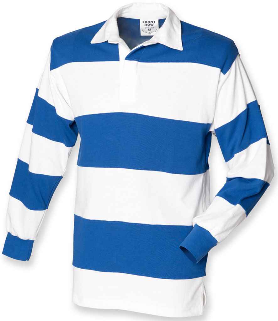 Front Row Sewn Stripe Rugby Shirt in by Front Row — Custom branded clothing by Print Press, featuring premium embroidery produced in our specialist print lab in the UK.