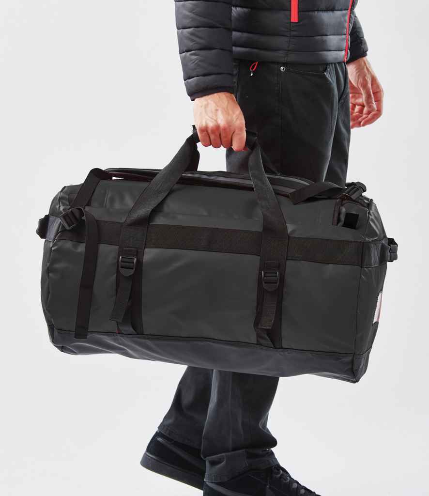 Stormtech Atlantis Waterproof Gear Bag - Medium in ONE Black by Stormtech — Custom branded clothing by Print Press, featuring premium embroidery produced in our specialist print lab in the UK.