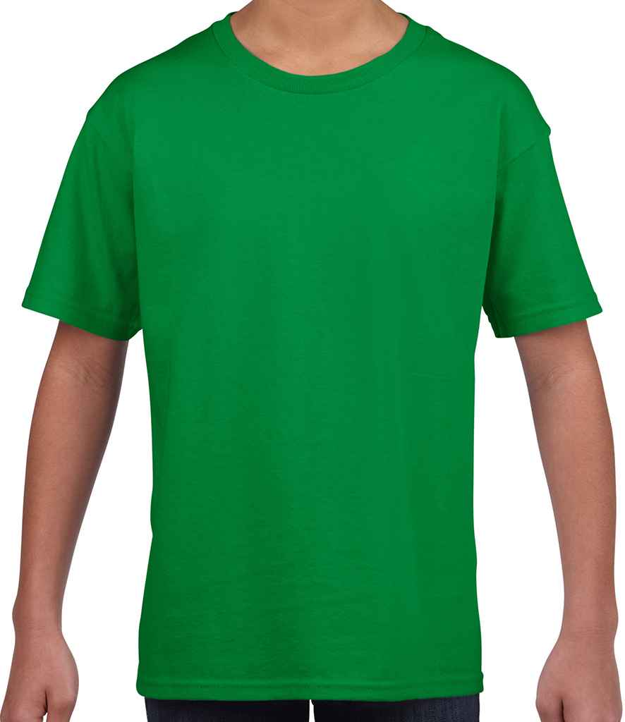Gildan Kids SoftStyle Ringspun T-Shirt in Irish Green by Gildan — Custom branded clothing by Print Press, featuring premium embroidery produced in our specialist print lab in the UK.