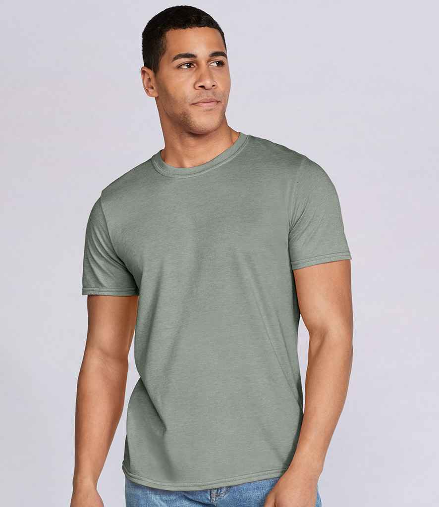Gildan SoftStyle Ringspun T-Shirt in Heather Military Green by Gildan — Custom branded clothing by Print Press, featuring premium embroidery produced in our specialist print lab in the UK.