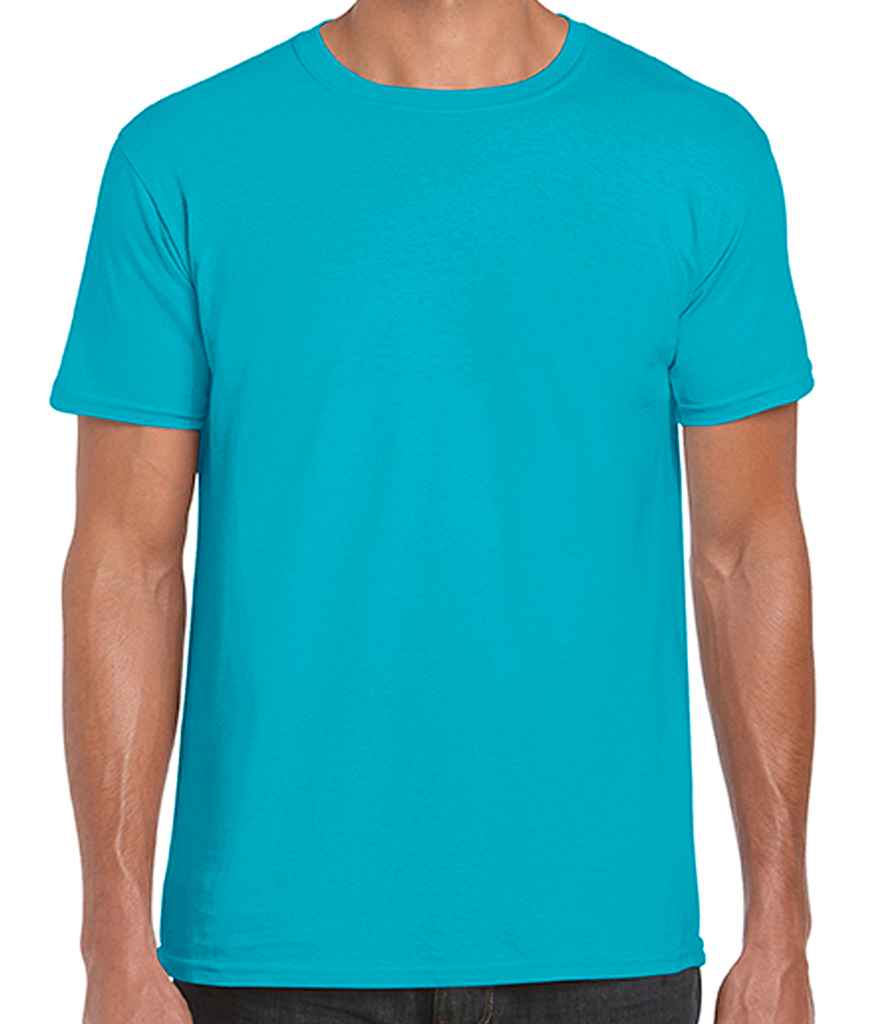 Gildan SoftStyle Ringspun T-Shirt in Tropical Blue by Gildan — Custom branded clothing by Print Press, featuring premium embroidery produced in our specialist print lab in the UK.