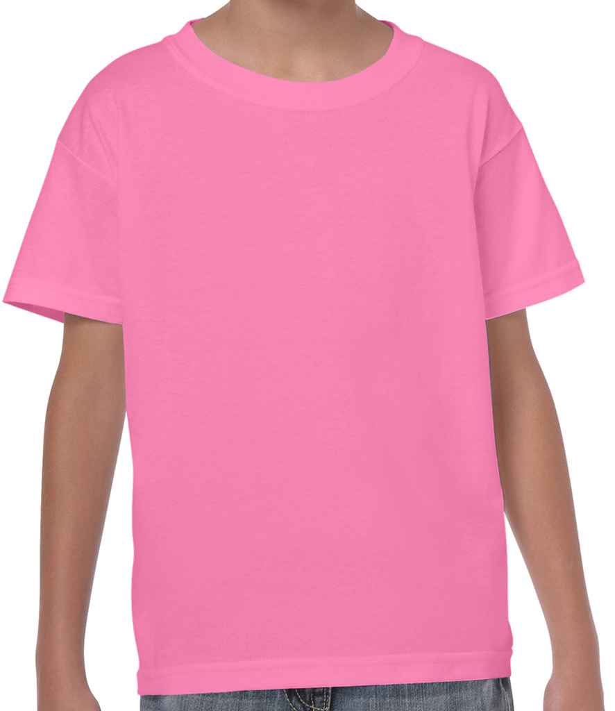 Gildan Kids Heavy Cotton T-Shirt - (2nd Colours) in Azalea by Gildan — Custom branded clothing by Print Press, featuring premium embroidery produced in our specialist print lab in the UK.