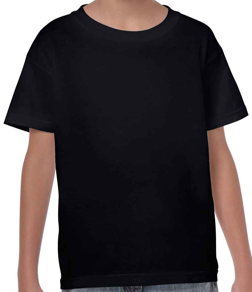 Gildan Kids Heavy Cotton T-Shirt - (2nd Colours) in Black by Gildan — Custom branded clothing by Print Press, featuring premium embroidery produced in our specialist print lab in the UK.