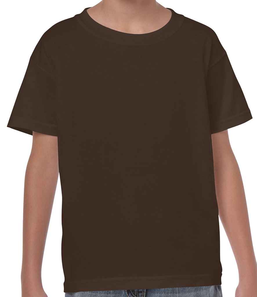 Gildan Kids Heavy Cotton T-Shirt - (2nd Colours) in Dark Chocolate by Gildan — Custom branded clothing by Print Press, featuring premium embroidery produced in our specialist print lab in the UK.