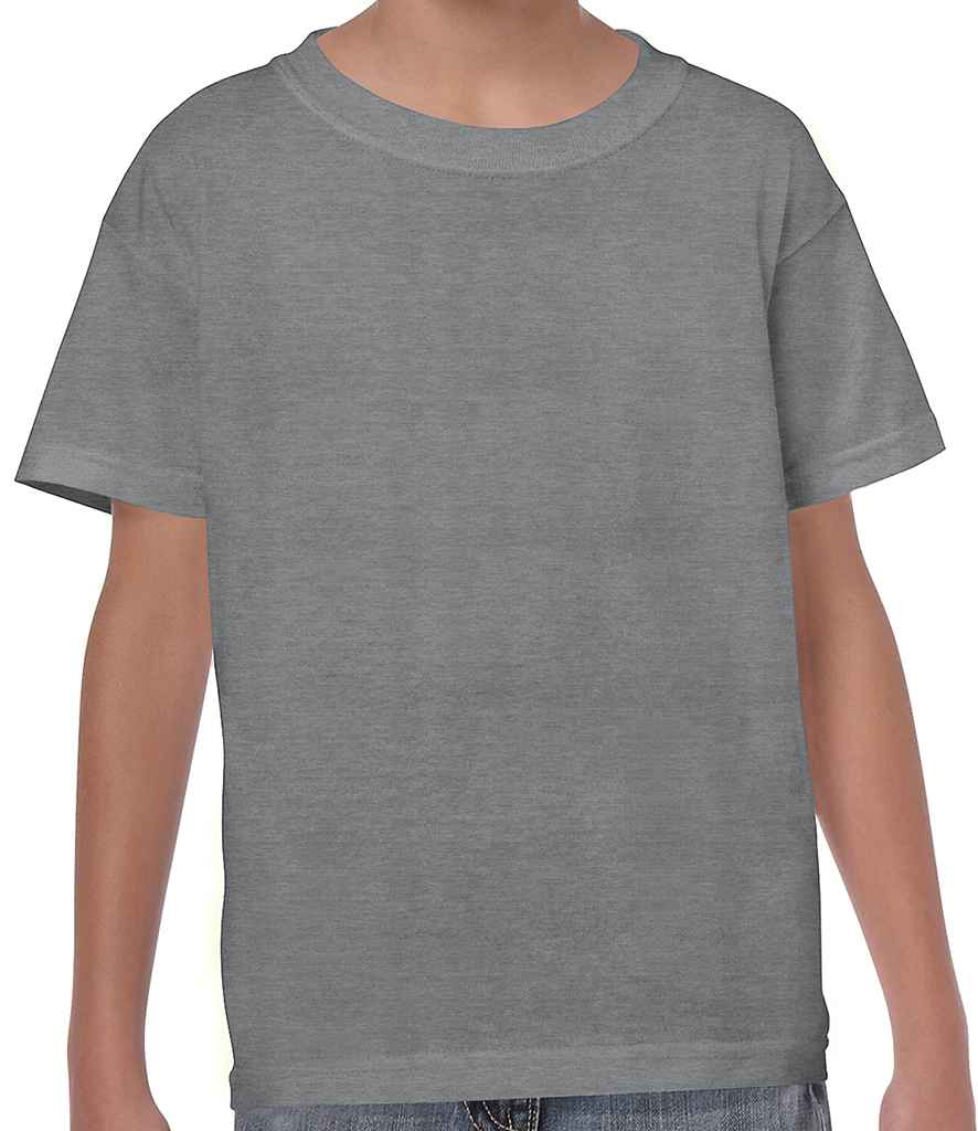 Gildan Kids Heavy Cotton T-Shirt - (2nd Colours) in Graphite Heather by Gildan — Custom branded clothing by Print Press, featuring premium embroidery produced in our specialist print lab in the UK.