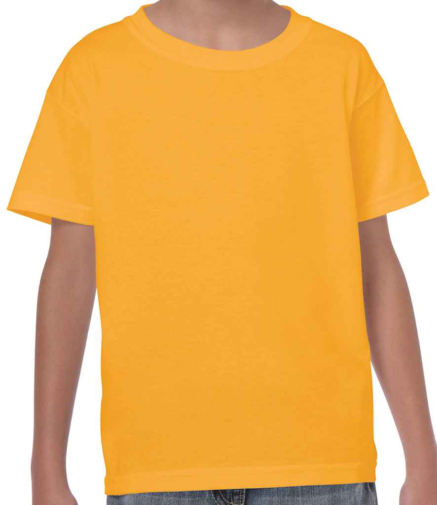Gildan Kids Heavy Cotton T-Shirt - (2nd Colours) in Gold by Gildan — Custom branded clothing by Print Press, featuring premium embroidery produced in our specialist print lab in the UK.