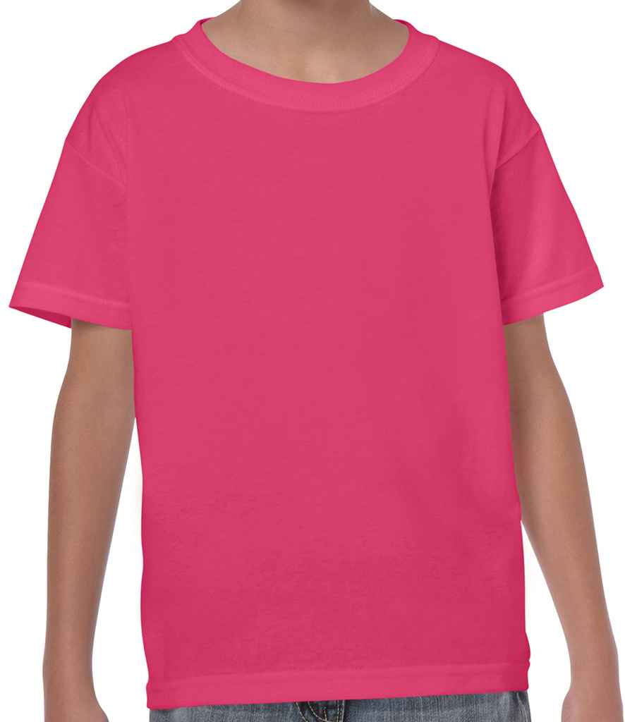 Gildan Kids Heavy Cotton T-Shirt - (2nd Colours) in Heliconia by Gildan — Custom branded clothing by Print Press, featuring premium embroidery produced in our specialist print lab in the UK.