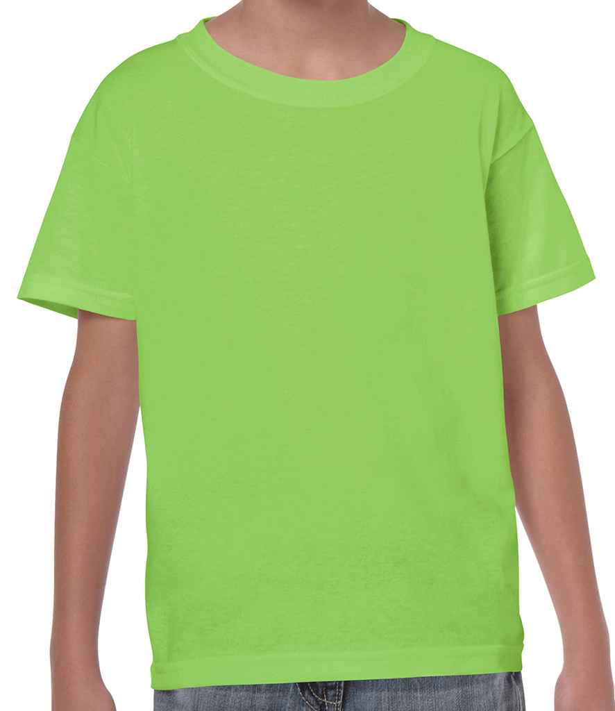 Gildan Kids Heavy Cotton T-Shirt in Lime Green by Gildan — Custom branded clothing by Print Press, featuring premium embroidery produced in our specialist print lab in the UK.