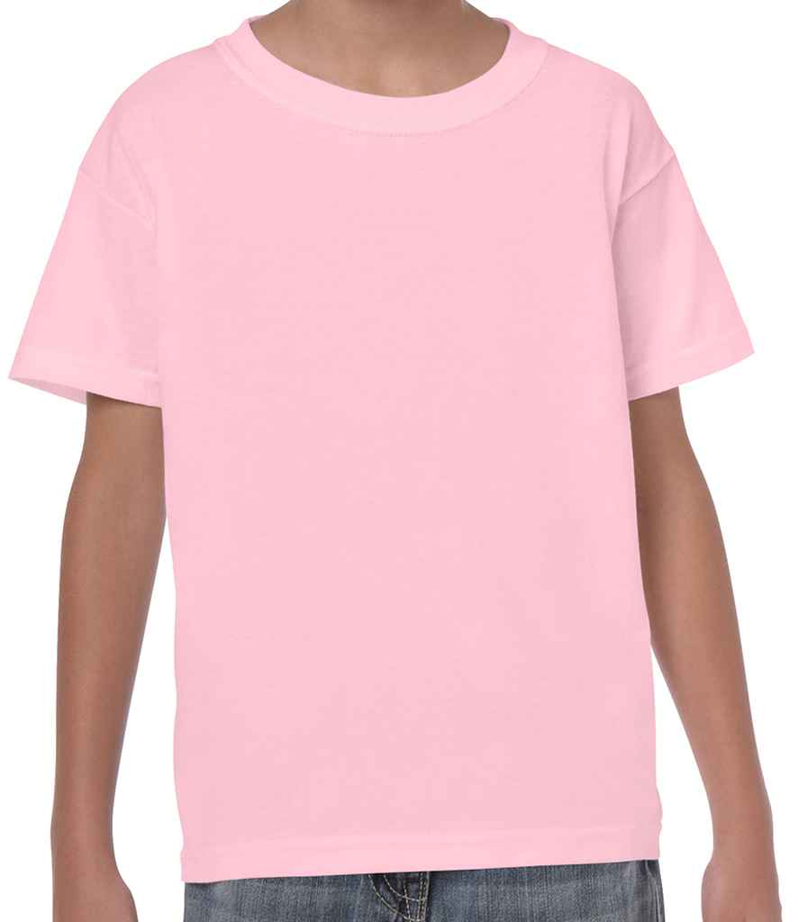 Gildan Kids Heavy Cotton T-Shirt in Light Pink by Gildan — Custom branded clothing by Print Press, featuring premium embroidery produced in our specialist print lab in the UK.