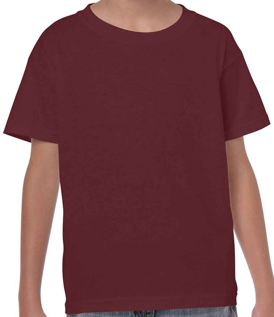 Gildan Kids Heavy Cotton T-Shirt in Maroon by Gildan — Custom branded clothing by Print Press, featuring premium embroidery produced in our specialist print lab in the UK.