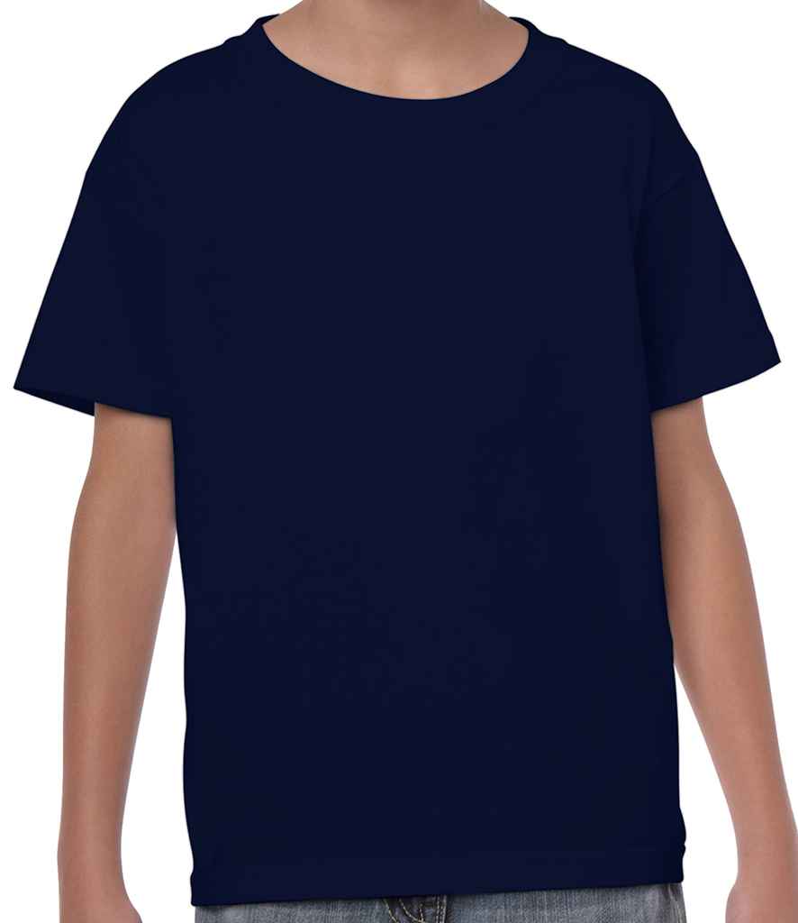 Gildan Kids Heavy Cotton T-Shirt in Navy by Gildan — Custom branded clothing by Print Press, featuring premium embroidery produced in our specialist print lab in the UK.