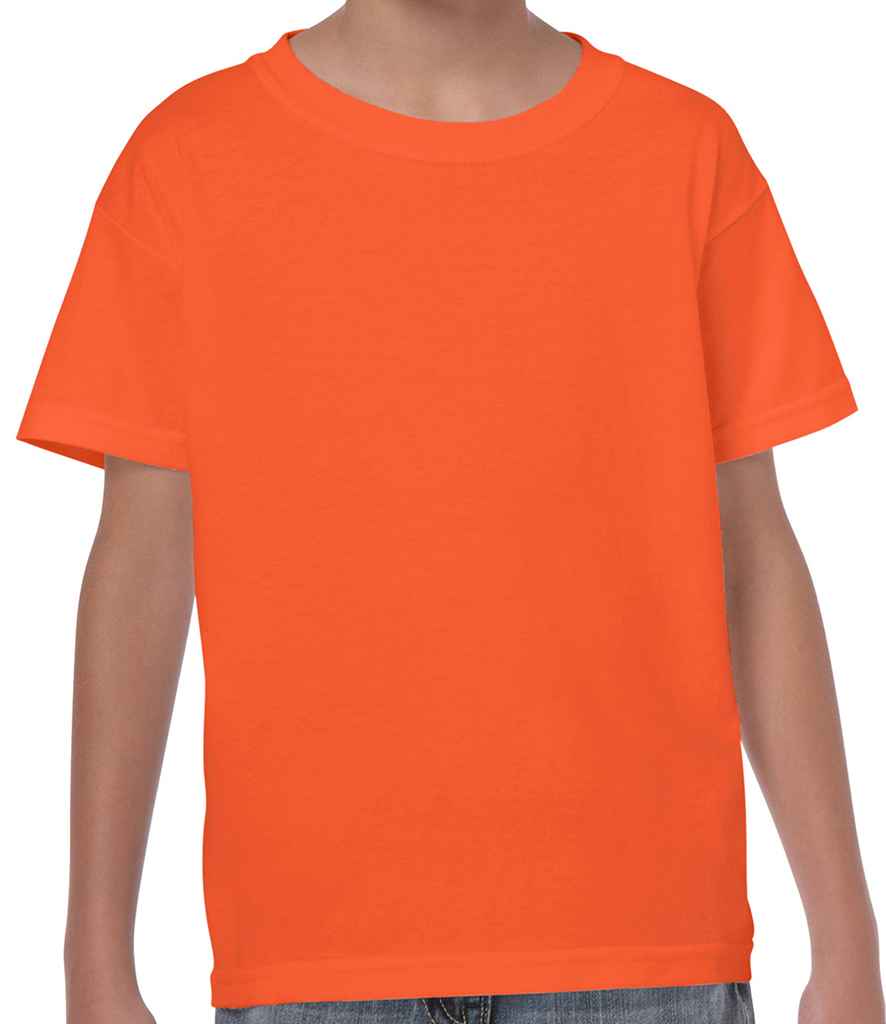 Gildan Kids Heavy Cotton T-Shirt in Orange by Gildan — Custom branded clothing by Print Press, featuring premium embroidery produced in our specialist print lab in the UK.