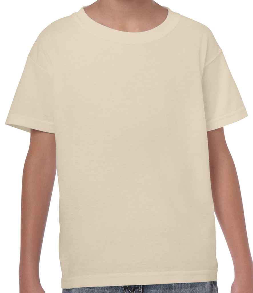 Gildan Kids Heavy Cotton T-Shirt in Sand by Gildan — Custom branded clothing by Print Press, featuring premium embroidery produced in our specialist print lab in the UK.