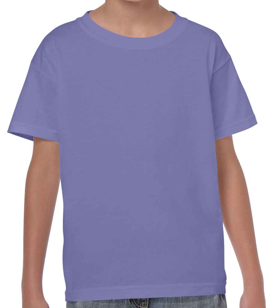 Gildan Kids Heavy Cotton T-Shirt in Violet by Gildan — Custom branded clothing by Print Press, featuring premium embroidery produced in our specialist print lab in the UK.