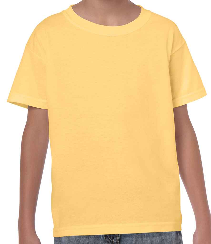 Gildan Kids Heavy Cotton T-Shirt in Yellow Haze by Gildan — Custom branded clothing by Print Press, featuring premium embroidery produced in our specialist print lab in the UK.