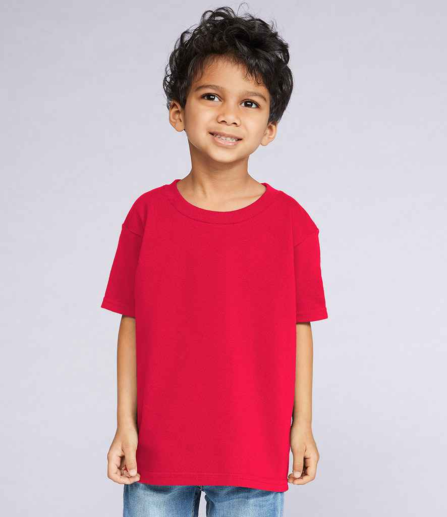 Gildan Heavy Cotton Toddler T-Shirt in Red by Gildan — Custom branded clothing by Print Press, featuring premium embroidery produced in our specialist print lab in the UK.