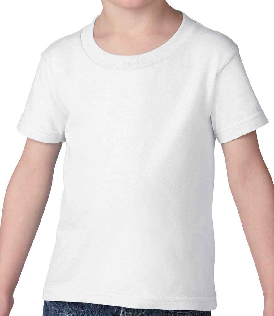 Gildan Heavy Cotton Toddler T-Shirt in White by Gildan — Custom branded clothing by Print Press, featuring premium embroidery produced in our specialist print lab in the UK.